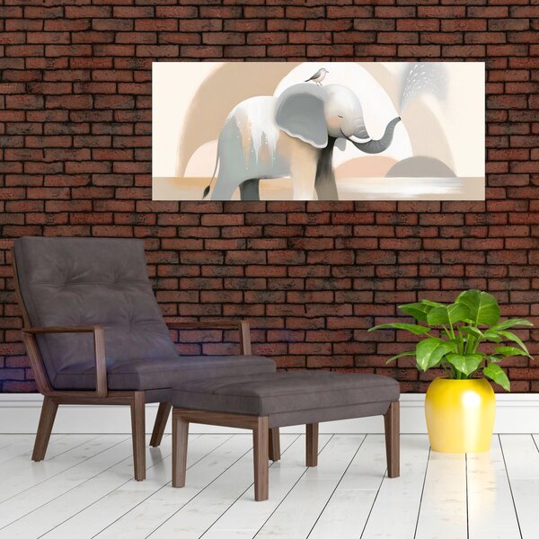 Slika - Slon u pastelnim bojama (120x50 cm)