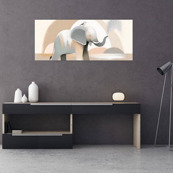 Slika - Slon u pastelnim bojama (120x50 cm)
