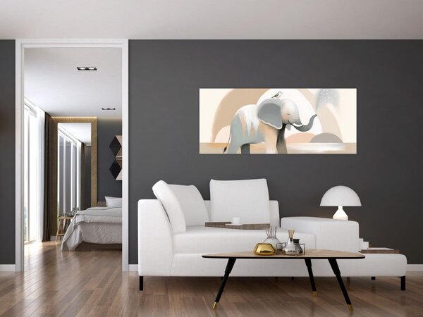 Slika - Slon u pastelnim bojama (120x50 cm)