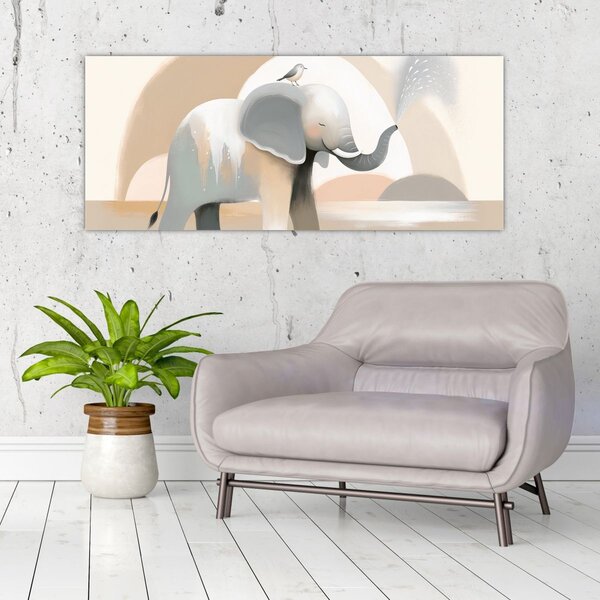 Slika - Slon u pastelnim bojama (120x50 cm)