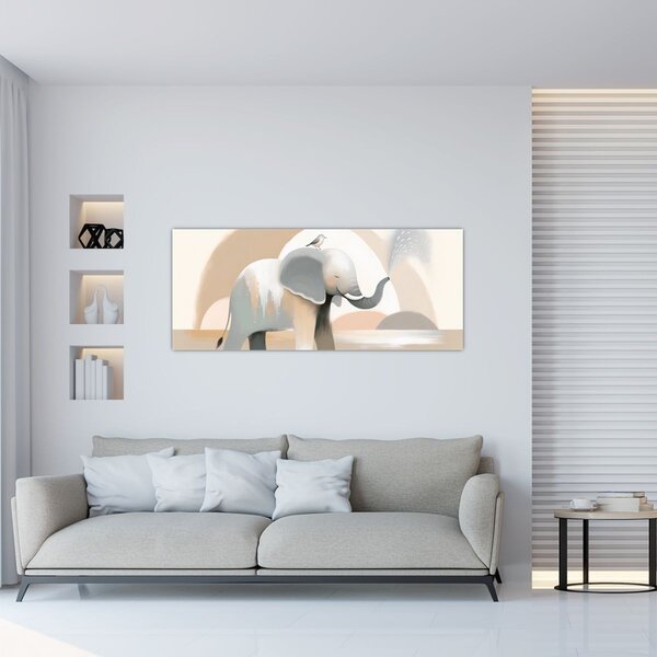 Slika - Slon u pastelnim bojama (120x50 cm)