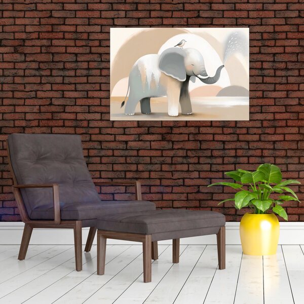 Slika - Slon u pastelnim bojama (90x60 cm)