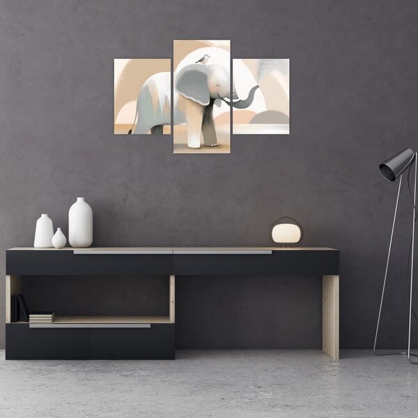 Slika - Slon u pastelnim bojama (90x60 cm)
