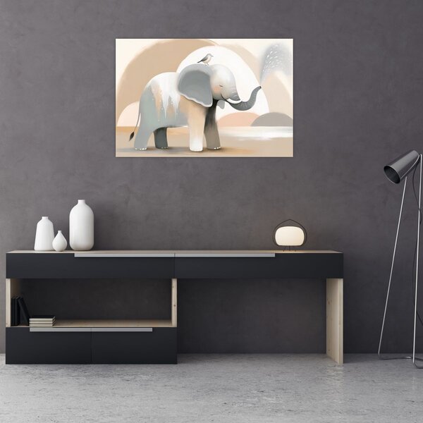 Slika - Slon u pastelnim bojama (90x60 cm)