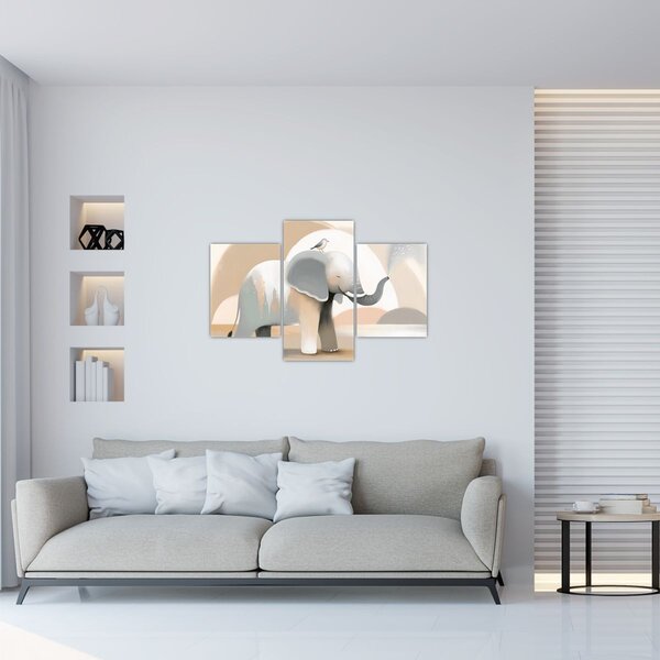 Slika - Slon u pastelnim bojama (90x60 cm)