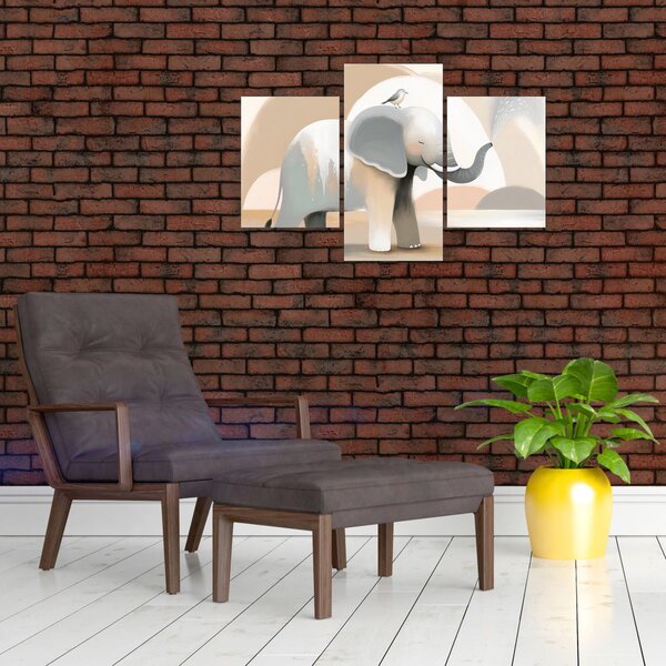 Slika - Slon u pastelnim bojama (90x60 cm)