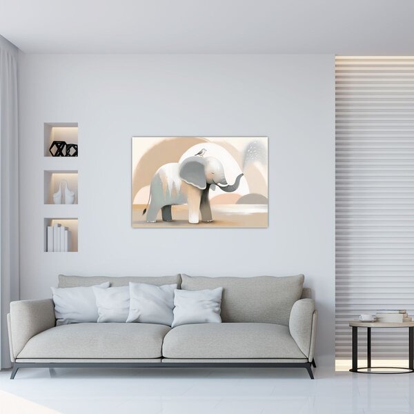 Slika - Slon u pastelnim bojama (90x60 cm)