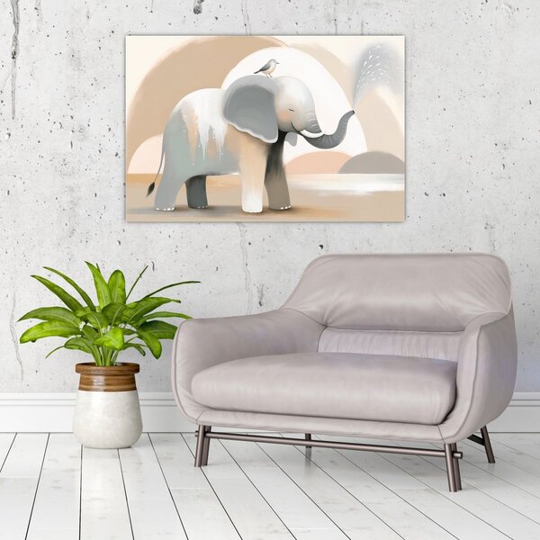 Slika - Slon u pastelnim bojama (90x60 cm)
