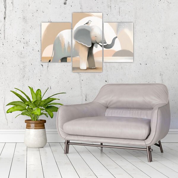 Slika - Slon u pastelnim bojama (90x60 cm)