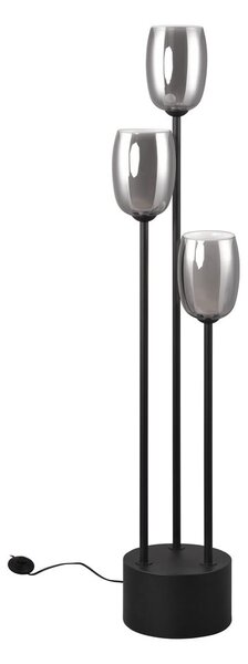 Crna/u srebrnoj boji stojeća svjetiljka sa staklenim sjenilom (visina 140 cm) Barret – Trio Select