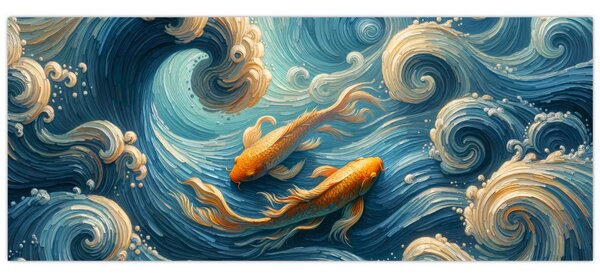 Slika - Zlatne ribe (120x50 cm)