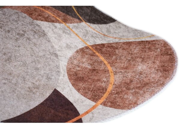 Smeđi/krem perivi tepih 80x120 cm Oval – Vitaus