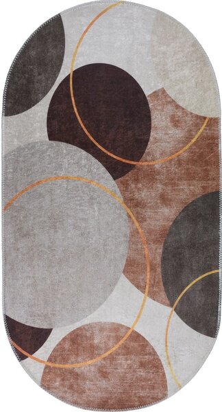 Smeđi/krem perivi tepih 80x120 cm Oval – Vitaus