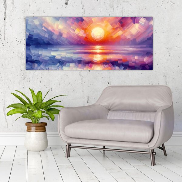 Slika - Umjetnički obojeni zalazak sunca (120x50 cm)