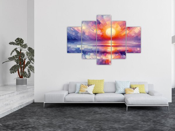 Slika - Umjetnički obojeni zalazak sunca (150x105 cm)
