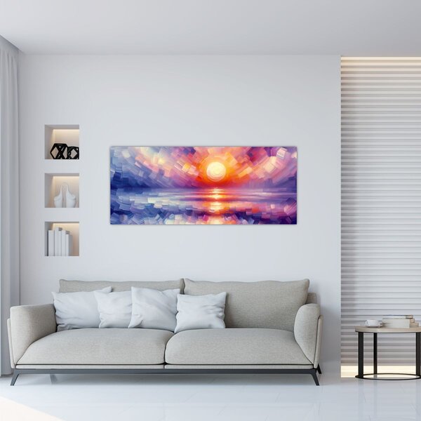 Slika - Umjetnički obojeni zalazak sunca (120x50 cm)