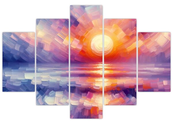 Slika - Umjetnički obojeni zalazak sunca (150x105 cm)