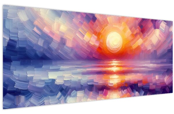 Slika - Umjetnički obojeni zalazak sunca (120x50 cm)