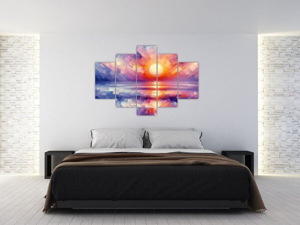 Slika - Umjetnički obojeni zalazak sunca (150x105 cm)