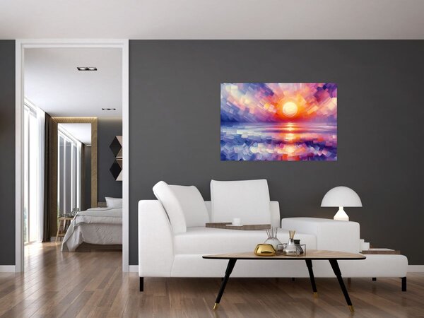 Slika - Umjetnički obojeni zalazak sunca (90x60 cm)