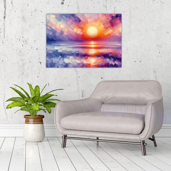 Slika - Umjetnički obojeni zalazak sunca (70x50 cm)