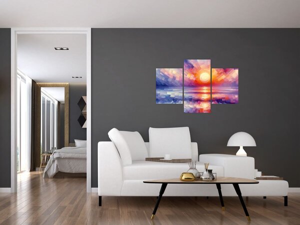 Slika - Umjetnički obojeni zalazak sunca (90x60 cm)