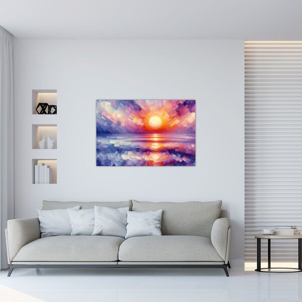 Slika - Umjetnički obojeni zalazak sunca (90x60 cm)