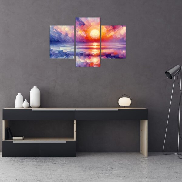Slika - Umjetnički obojeni zalazak sunca (90x60 cm)