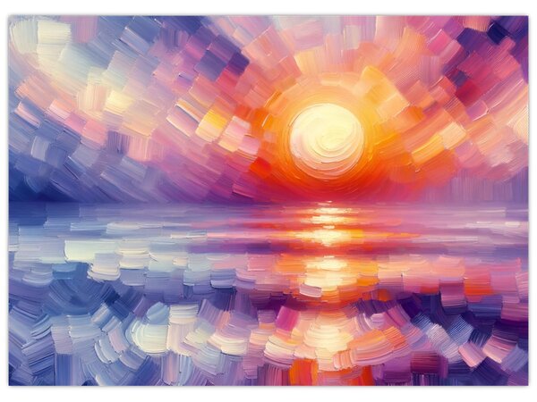 Slika - Umjetnički obojeni zalazak sunca (70x50 cm)