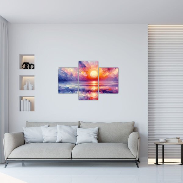 Slika - Umjetnički obojeni zalazak sunca (90x60 cm)