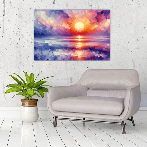 Slika - Umjetnički obojeni zalazak sunca (90x60 cm)