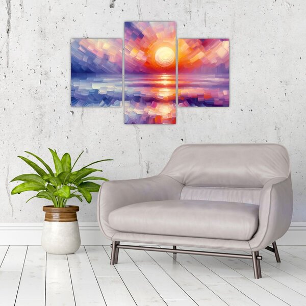 Slika - Umjetnički obojeni zalazak sunca (90x60 cm)