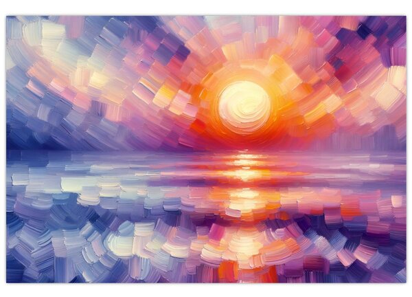 Slika - Umjetnički obojeni zalazak sunca (90x60 cm)