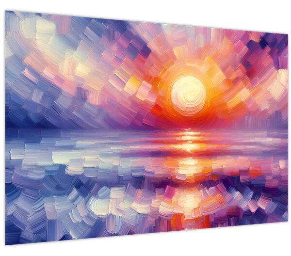 Slika - Umjetnički obojeni zalazak sunca (90x60 cm)