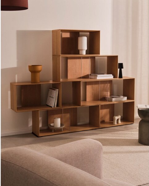 Modularni sustav polica 9 kom u dekoru hrasta u prirodnoj boji 202x114 cm Litto – Kave Home