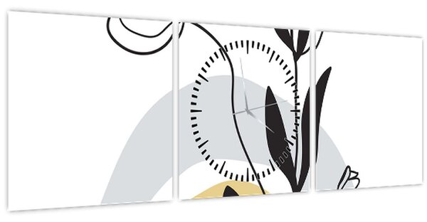 Slika - Cvijeće u vazi N⁰1 (sa satom) (90x30 cm)