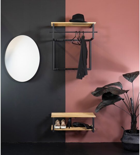 Crna/u prirodnoj boji metalna zidna vješalica s policom 76 cm Rizzoli – Spinder Design