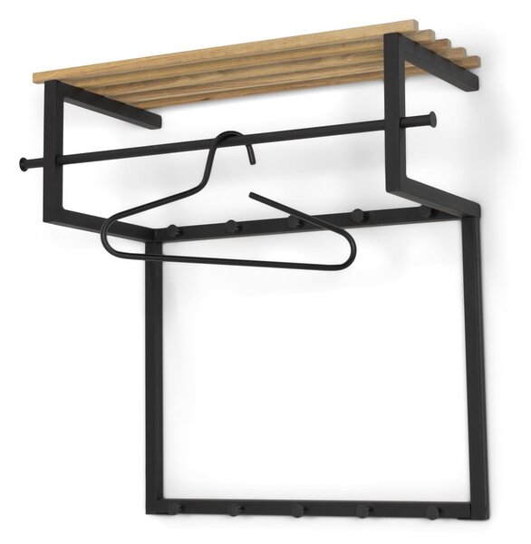 Crna/u prirodnoj boji metalna zidna vješalica s policom 76 cm Rizzoli – Spinder Design