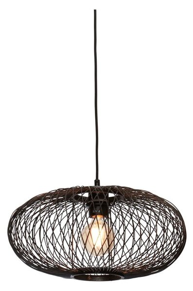 Crna viseća svjetiljka s bambusovim sjenilom ø 40 cm Cango – Good&Mojo