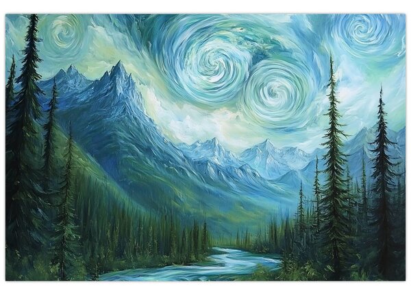 Slika - Krajolik s dodirom Van Gogha (90x60 cm)