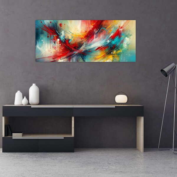 Slika – Apstrakcija s crvenom (120x50 cm)