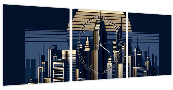 Slika – Geometrijski grad (sa satom) (90x30 cm)