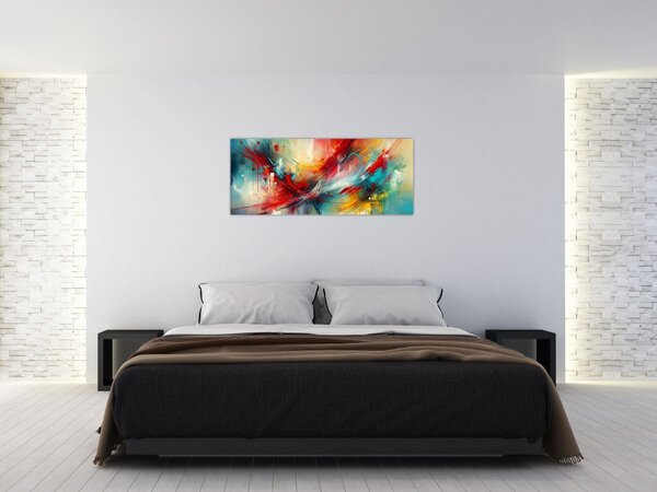 Slika – Apstrakcija s crvenom (120x50 cm)