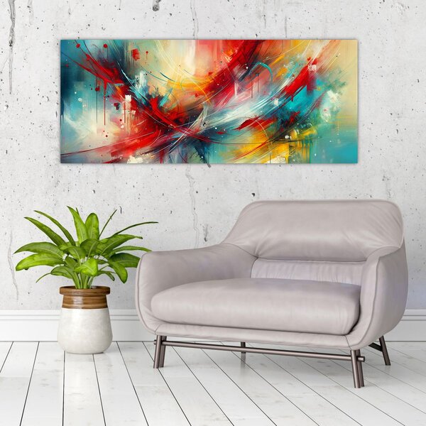 Slika – Apstrakcija s crvenom (120x50 cm)