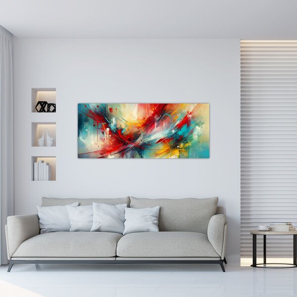 Slika – Apstrakcija s crvenom (120x50 cm)