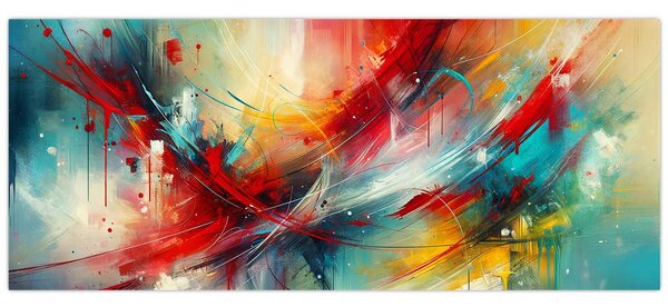 Slika – Apstrakcija s crvenom (120x50 cm)