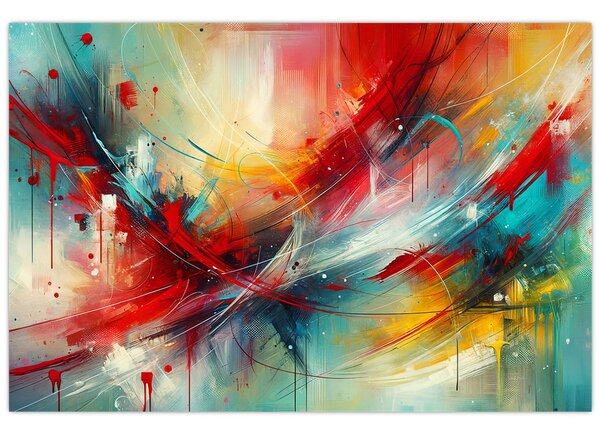 Slika – Apstrakcija s crvenom (90x60 cm)