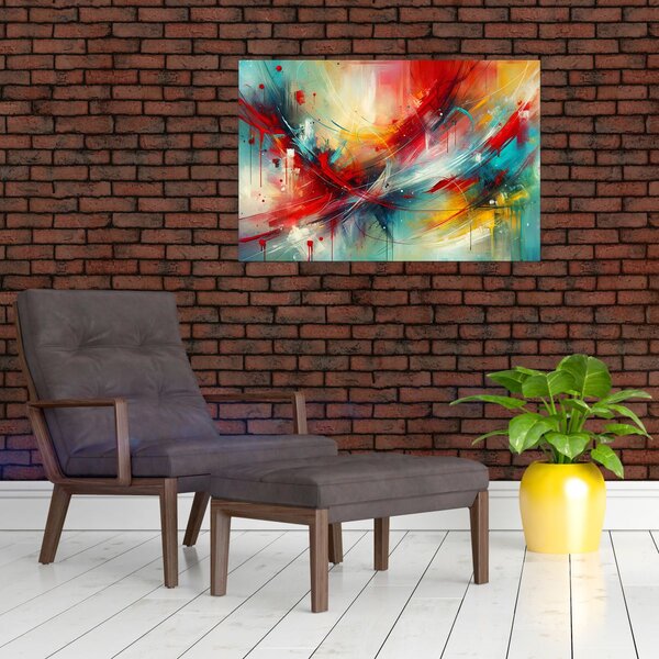 Slika – Apstrakcija s crvenom (90x60 cm)