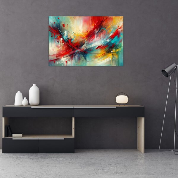 Slika – Apstrakcija s crvenom (90x60 cm)