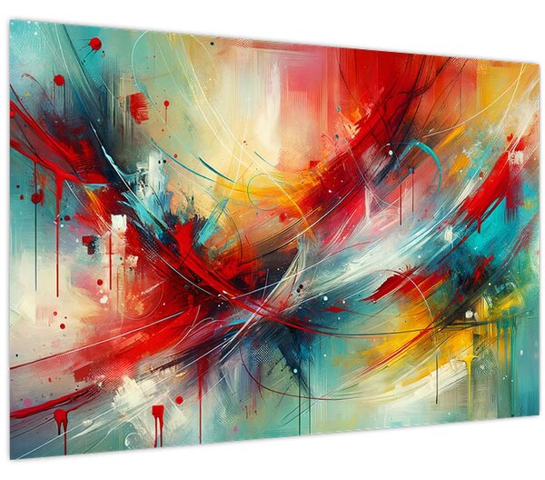 Slika – Apstrakcija s crvenom (90x60 cm)